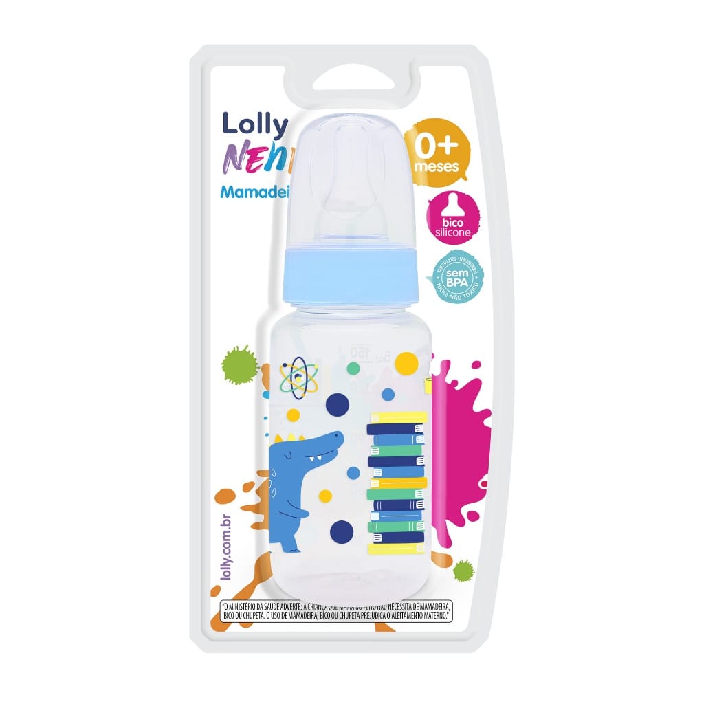 Mamadeira 150ml Tip Bico Silicone Azul - Lolly · Modelo: Unicórnio Rosa — foto 2 de 3