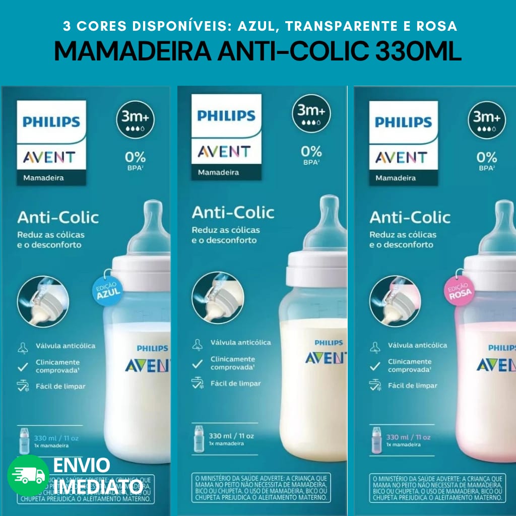 Mamadeira Classica 330ml Philips Avent Azul · Modelo: Classica 330ml Azul — foto 2 de 3