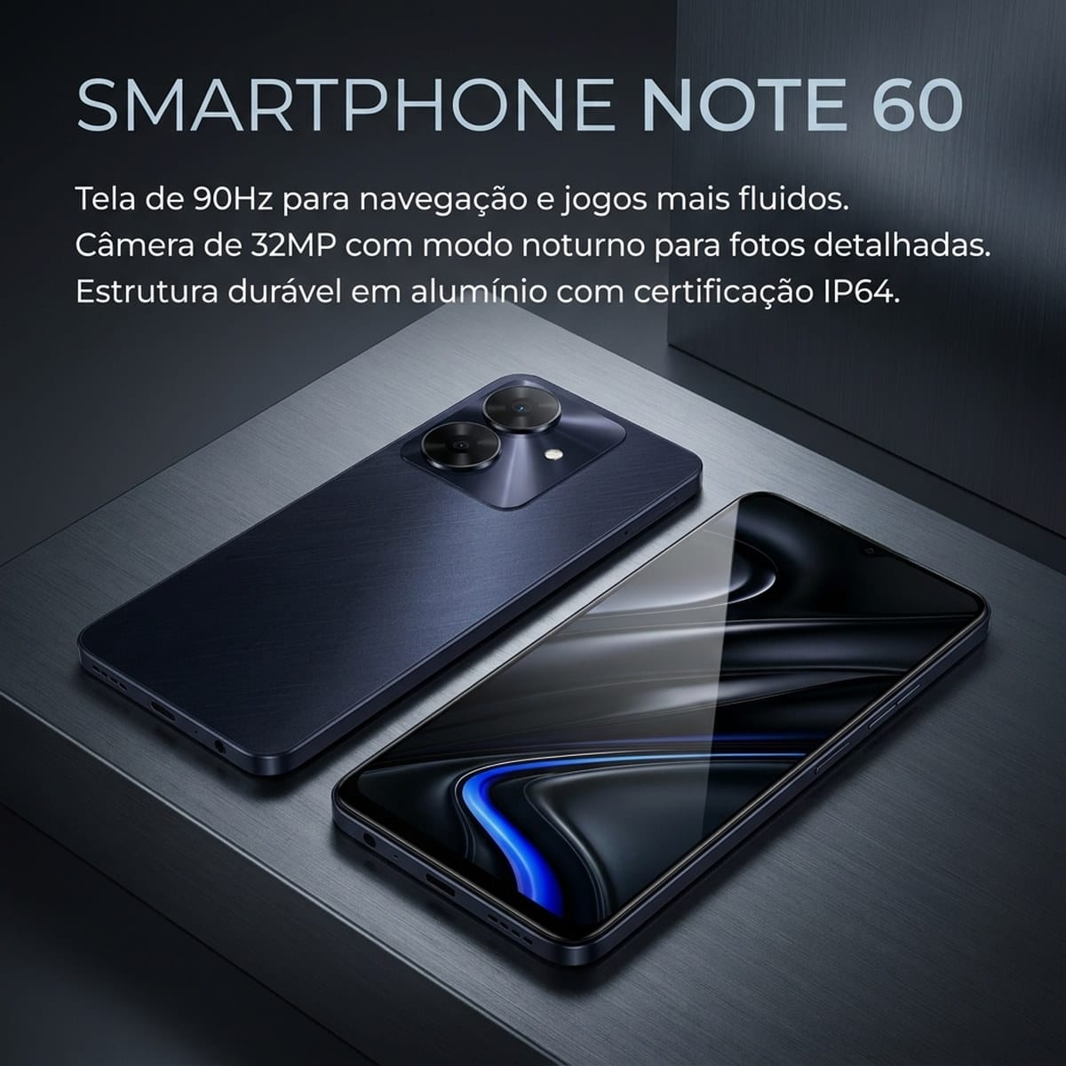 realme Note 60 · CPU: Unisoc Tiger T612 · RAM: 4 GB · Armazenamento: 256 GB — foto 4 de 4