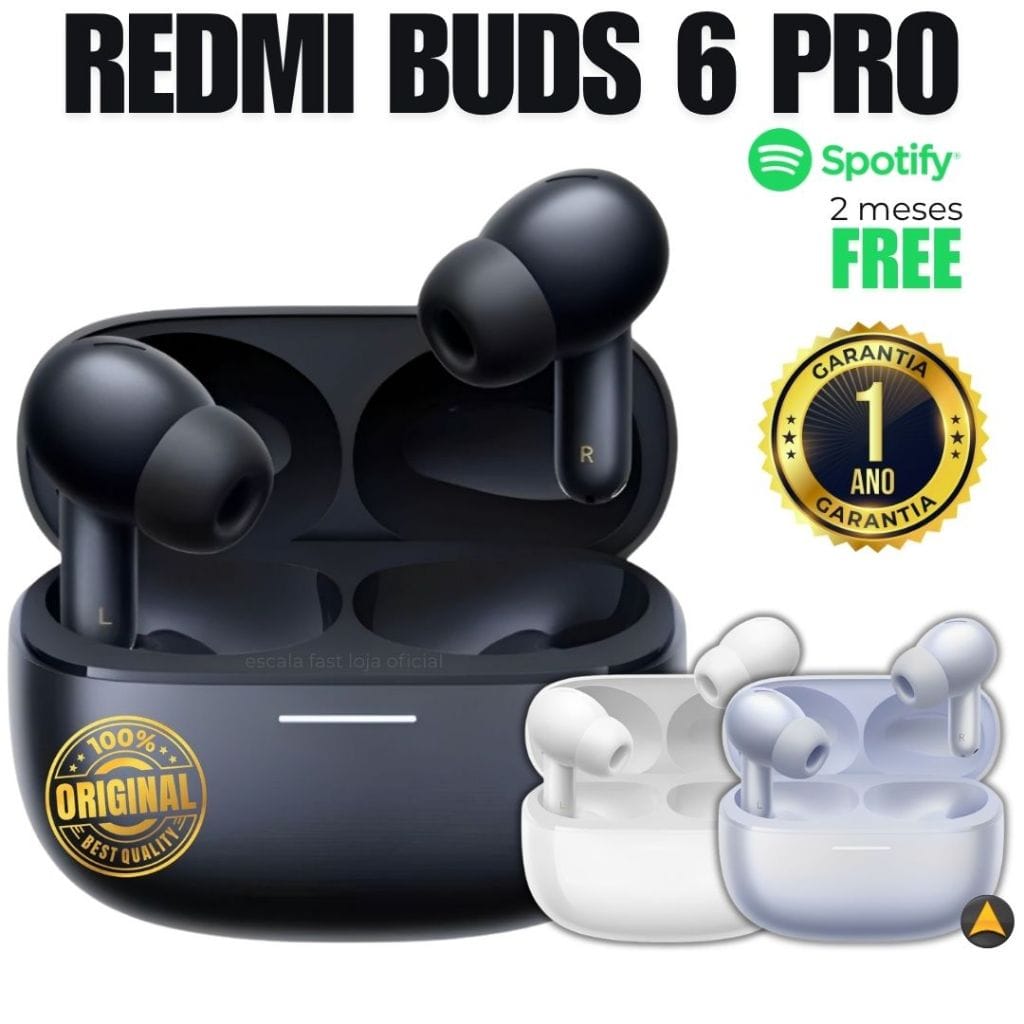 Foto de Xiaomi Redmi Buds 6 Pro · ANC: Sim · Capacidade da bateria: 54 mAh · Conectividade: Bluetooth 5.3, LDAC