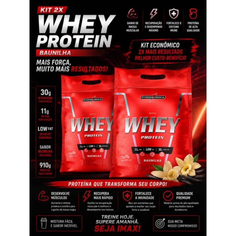Nutri Whey Protein Pouch Morango 900g Integralmédica · GTIN 7896311709496 — foto 6 de 8