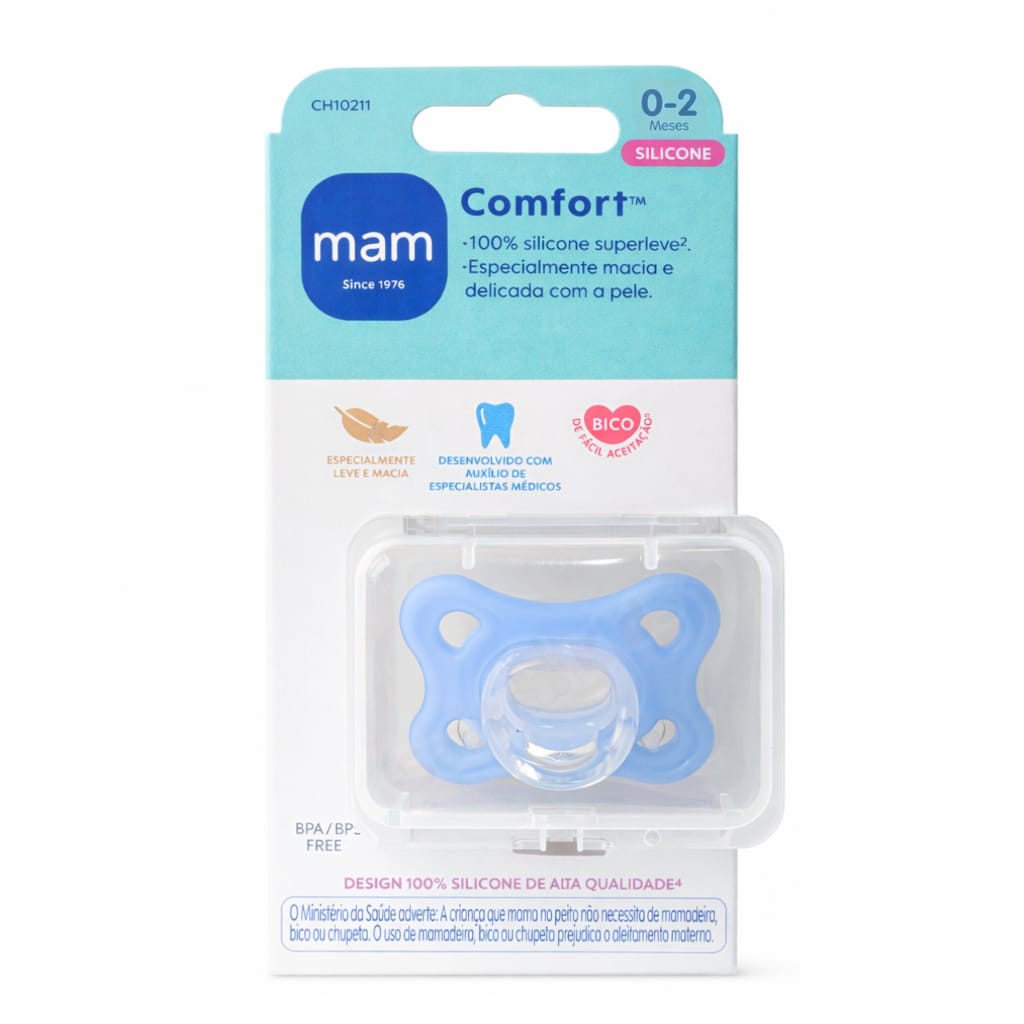Chupeta Comfort Mam Ate 2 Meses Azul - Mam Baby Período de… · Modelo: Silicone Comfort Blue — foto 7 de 8