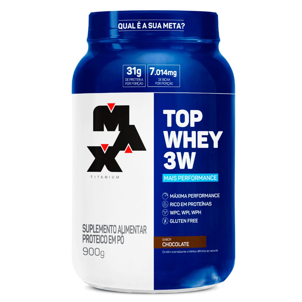 Proteína Max Titanium Top Whey 3W de 900g Sabor Chocolate · GTIN 7895982625777 — foto 2 de 2