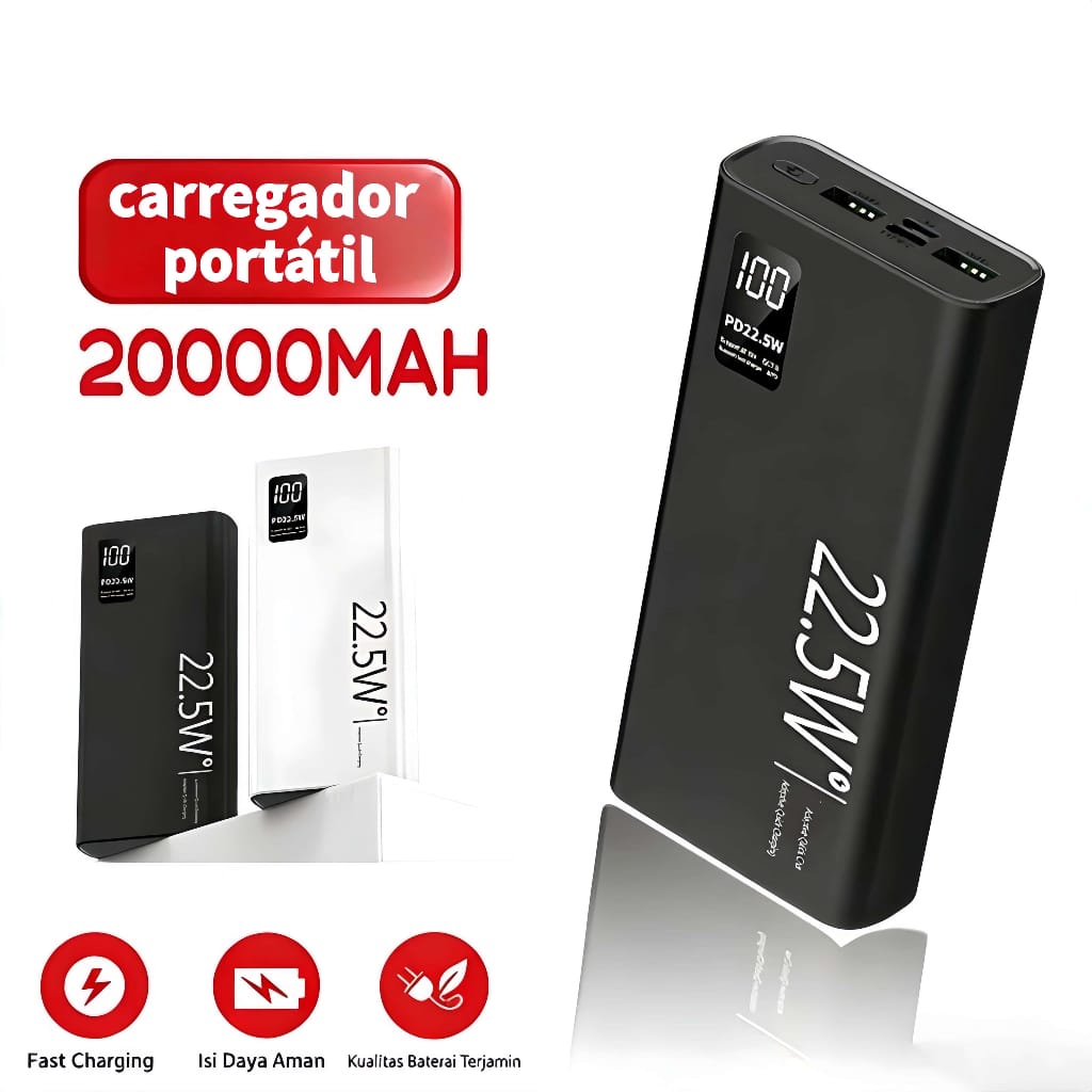 Carregador Portátil 20000mah 4legacy Power Bank Rápido Display… · Cor: Cores · Modelo: Power Bank 20.000mah Display — foto 3 de 4