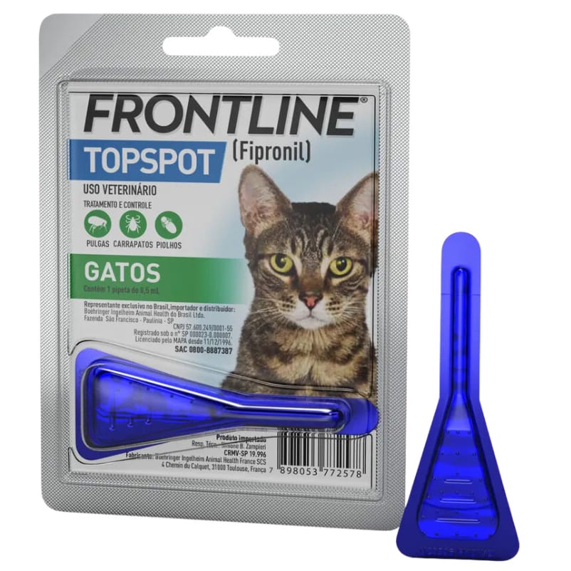 Frontline Topspot Gatos Mata Pulgas Carrapatos Piolhos Pipeta — foto 3 de 4