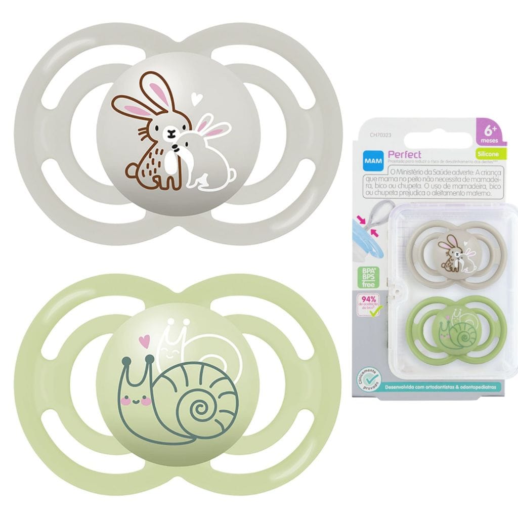 Kit Chupetas Mam Perfect 6+ Meses Tamanho 2 Bico Silicone · Cor: Azul — foto 2 de 2