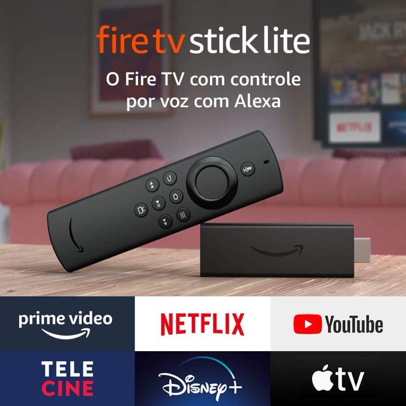 Amazon Fire Tv Stick Lite De Voz Full Hd 8gb Preto Com 1gb · Modelo: Fire Tv Stick Amazon — foto 3 de 4