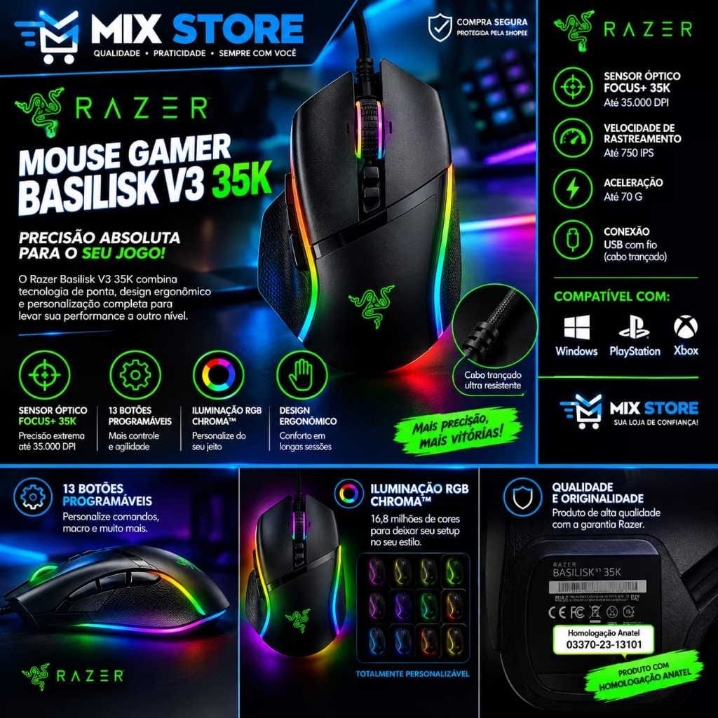 Razer Basilisk V3 35k Preto — foto 6 de 6