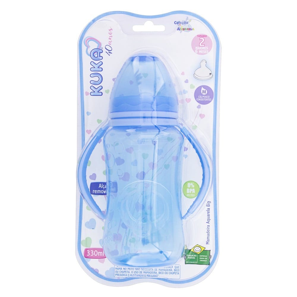 Mamadeira Kuka Aquarela 330ml Rosa Antivazamento Bico Silicone · Modelo: Mamadeira Aquarela Big Kuka — foto 3 de 4