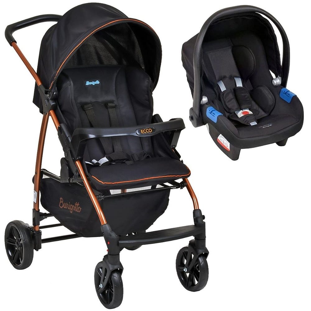 Travel System Ecco Astratto Burigotto Carrinho+bebê Conforto · Cor: Preto · Modelo: ECCO + TOURING X — foto 2 de 2