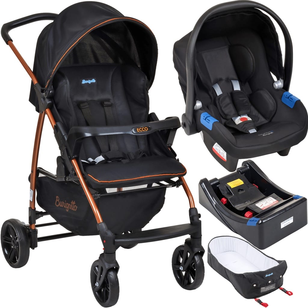 Carrinho Travel System Burigotto Ecco Preto Cobre+base+ninho · Modelo: Preto e Cobre — foto 2 de 4