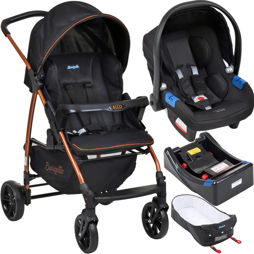 Carrinho Travel System Burigotto Ecco Preto Cobre+base+ninho · Modelo: Preto e Cobre — foto 3 de 4