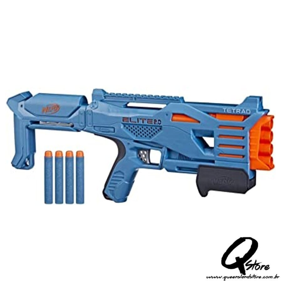 Lançador Nerf Elite 2.0 - Tetrad Hasbro Color Blue Steel · Cor: Azul-aço · Modelo: Elite 2.0 Tetrad — foto 8 de 8
