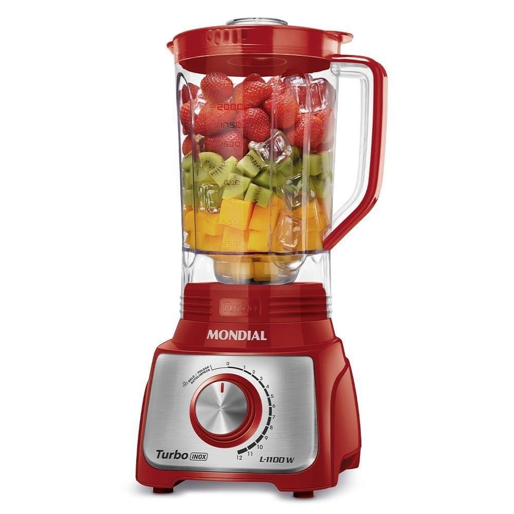 Liquidificador Mondial Turbo Inox 3l 1100w Vermelho — foto 2 de 2
