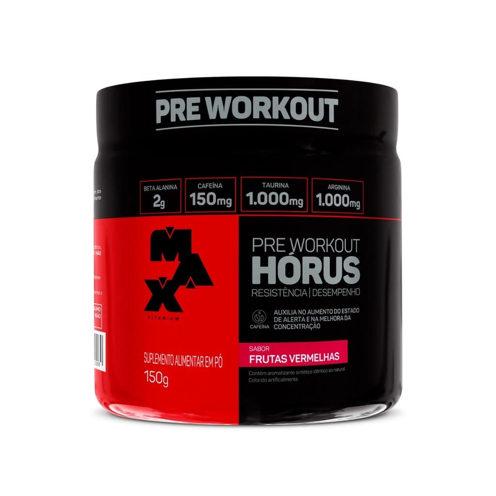 Pre Treino Workout Horus Sabor Blue Ice Max Titanium 150g · GTIN 7806497682599 — foto 8 de 8