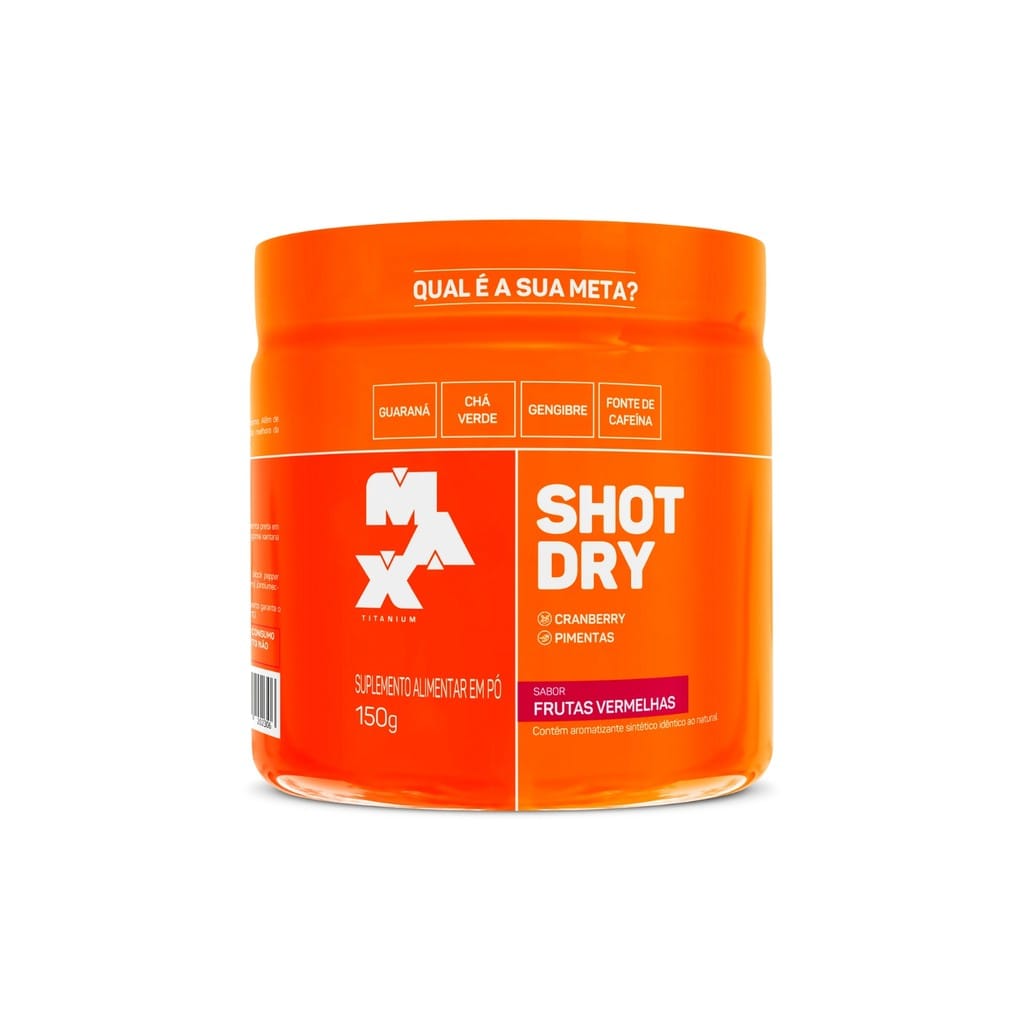 Shot Dry Pre Treino Sabor Frutas Vermelhas Max Titanium 150g · GTIN 7806497772610 — foto 3 de 4