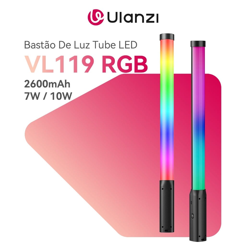 Bastão De Luz Led Ulanzi Vl119 10w Profissional 5v Preto Rgb · GTIN 06975357304825 — foto 3 de 4
