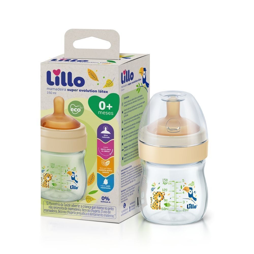 Mamadeira Super Látex 150ml ( 0+ Meses ) - Lillo · Cor: Bege · Modelo: MAMADEIRA SUPER LILLO — foto 7 de 8