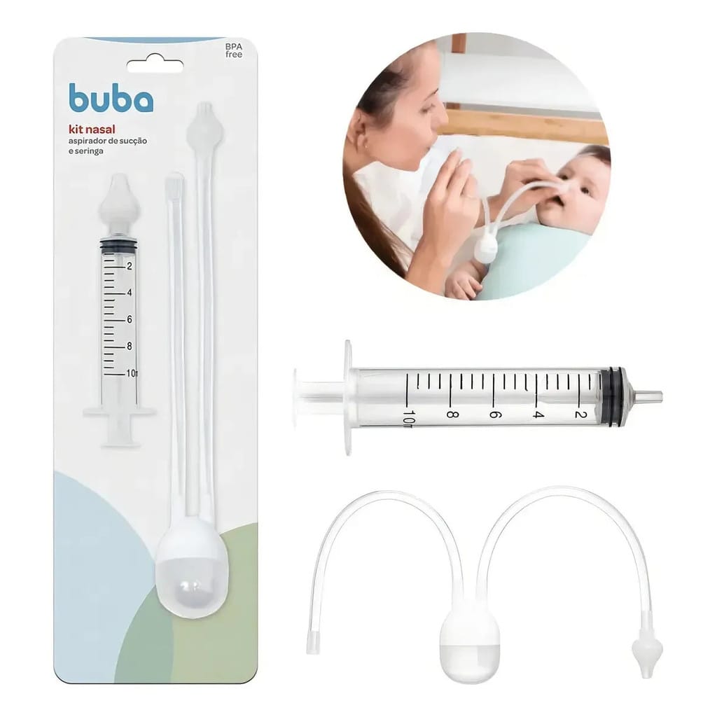 Kit Aspirador Sucção E Seringa Lavador Nasal Catarro Buba · Cor: Transparente · Modelo: KIT NASAL — foto 5 de 7