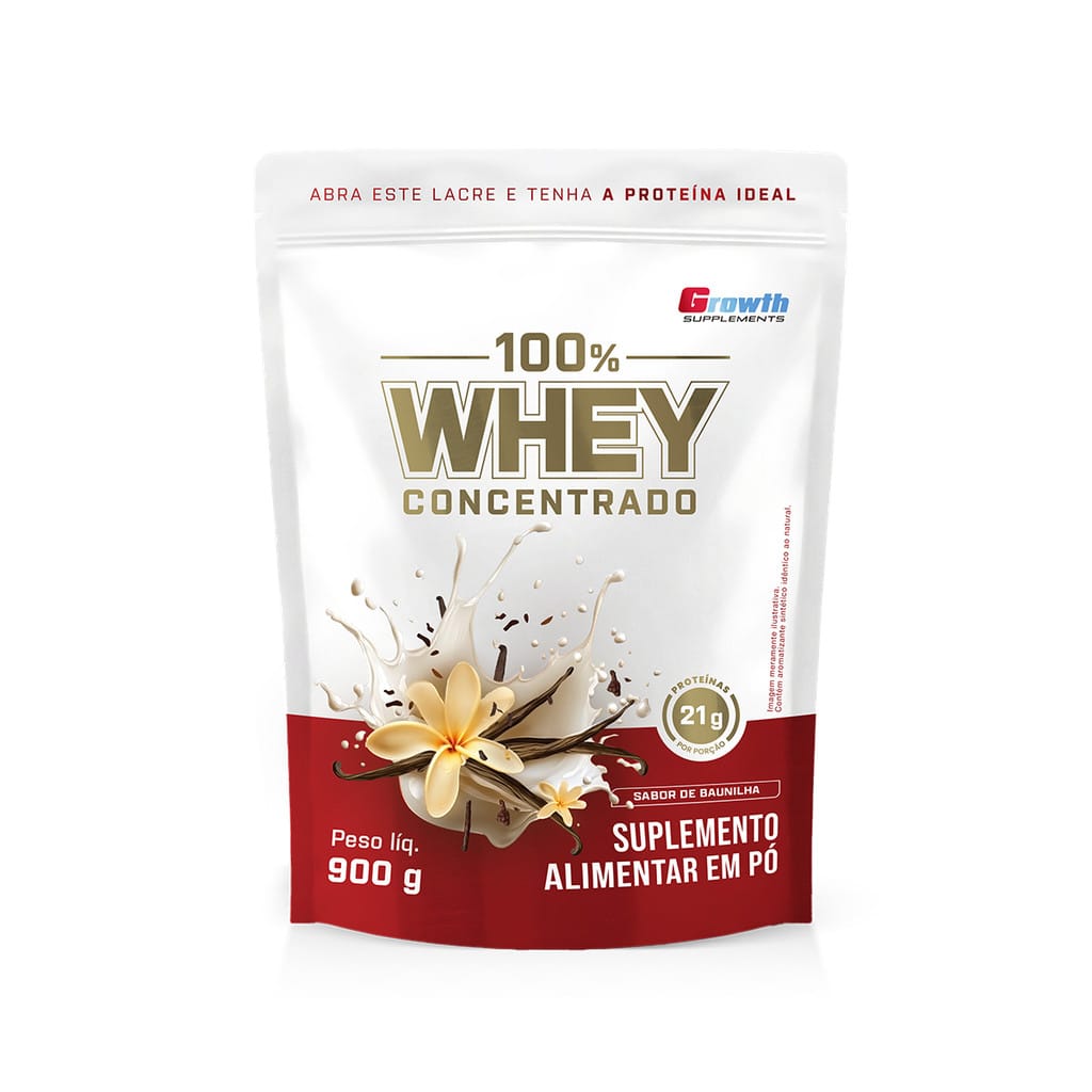 100% Whey Concentrado 900g Growth Supplements Morango · GTIN 07898786022926 — foto 6 de 6