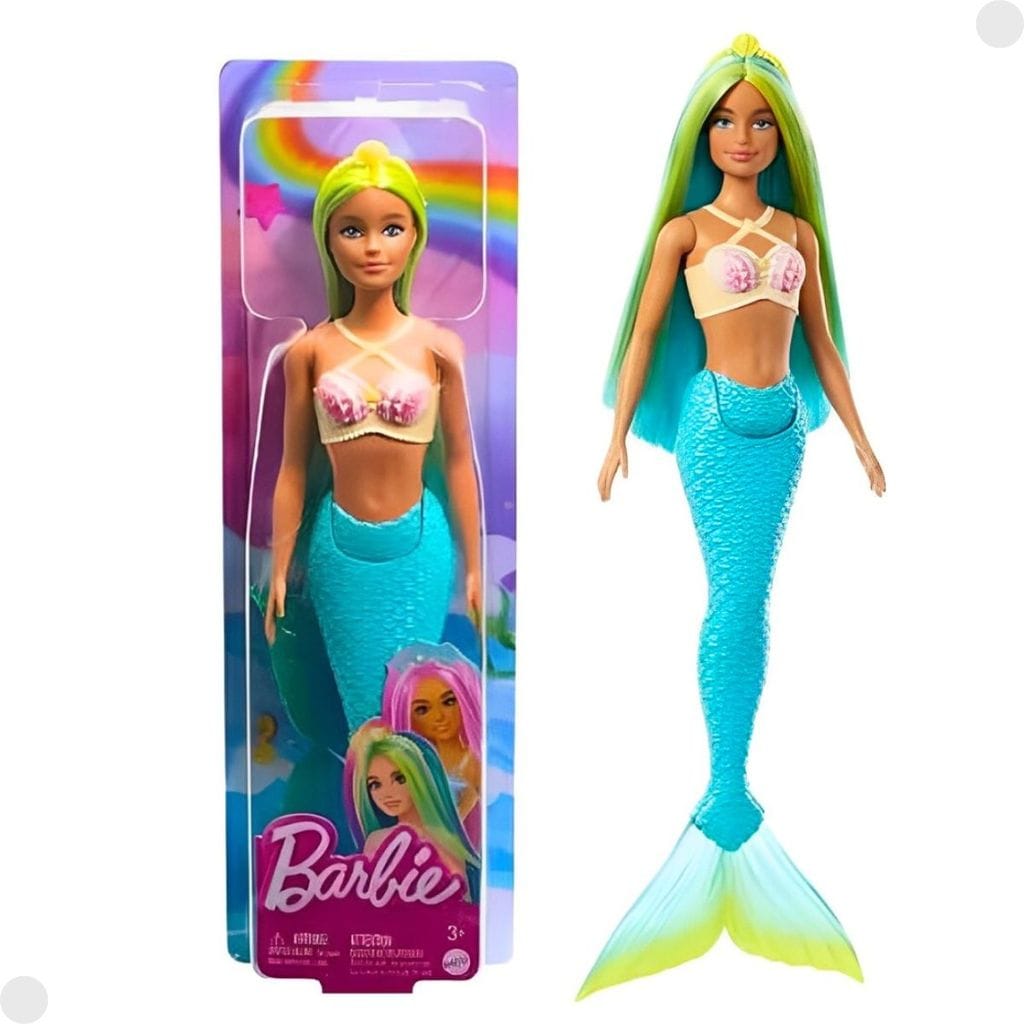 Boneca Barbie Sereia Com Cabelo Azul E Amarelo Hrr02b Mattel — foto 7 de 8