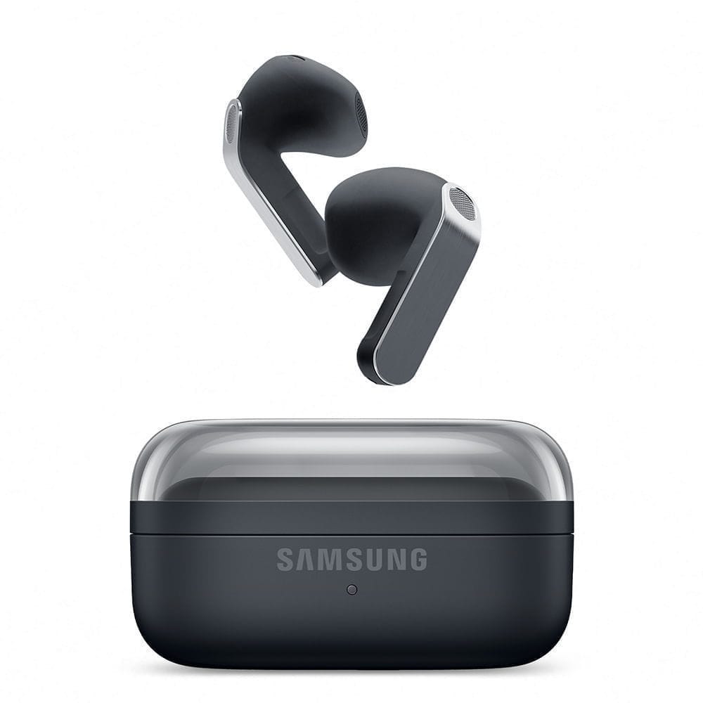 Foto de Samsung Galaxy Buds4 · ANC: Sim · Capacidade da bateria: 45 mAh · Conectividade: Bluetooth 6.1, USB-C, Qi wireless charging