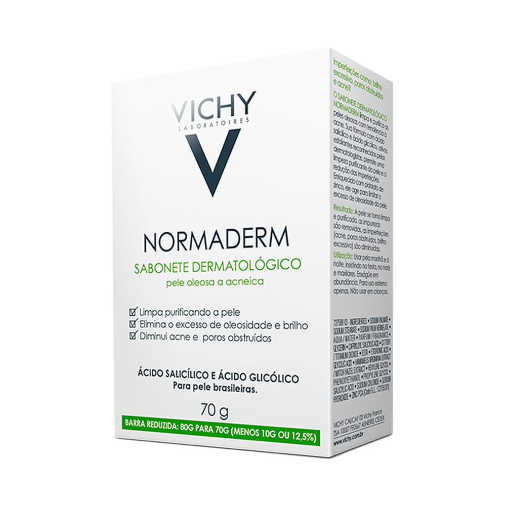Barra de Limpeza Facial Dermatológica Vichy Normaderm 70g · GTIN 7896014182244 — foto 3 de 3