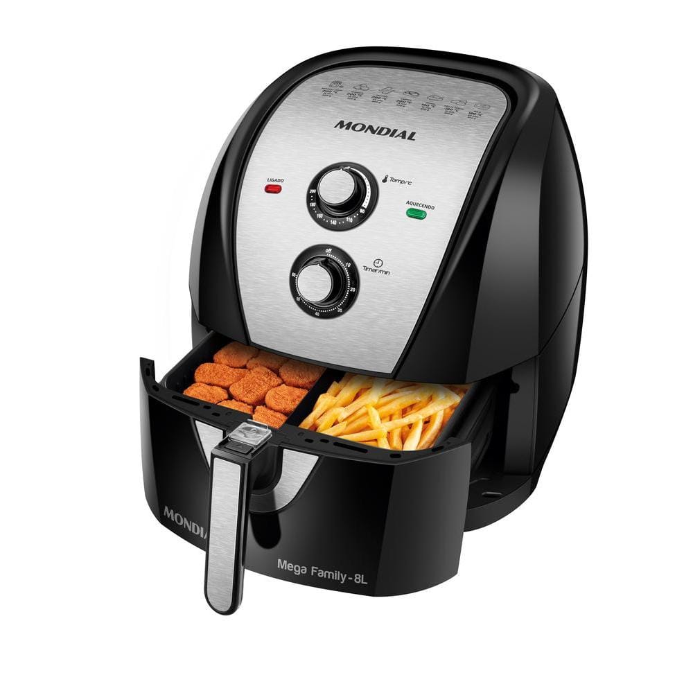 Fritadeira Sem Óleo Air Fryer 8L Mondial - AFD-80-BI · Cor: Preto/Inox — foto 7 de 7