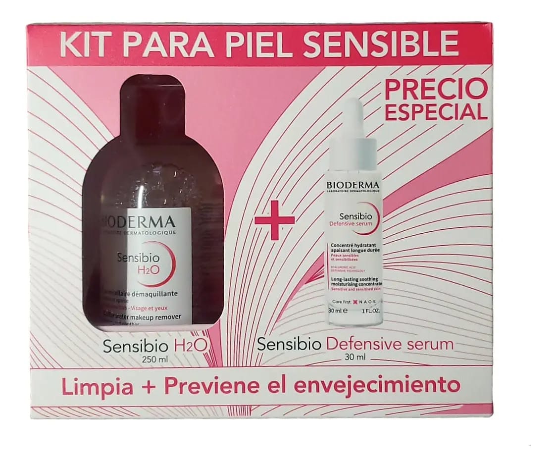 Kit de pele sensível Bioderma Sensibio H2O 250ml/def Serum 30ml Hora de aplicação Dia/Noite