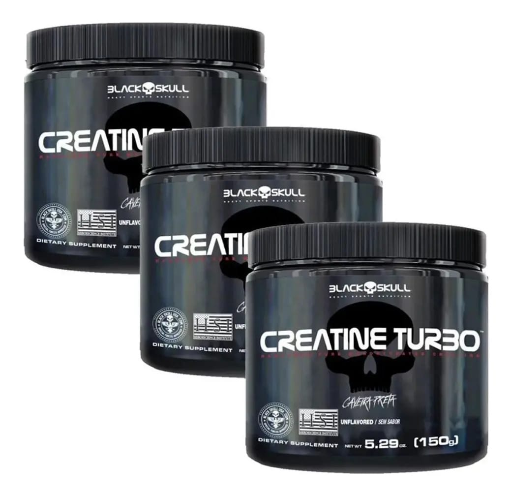 Combo 3x Creatina Creatine 150g Caveira Preta - Black Skull