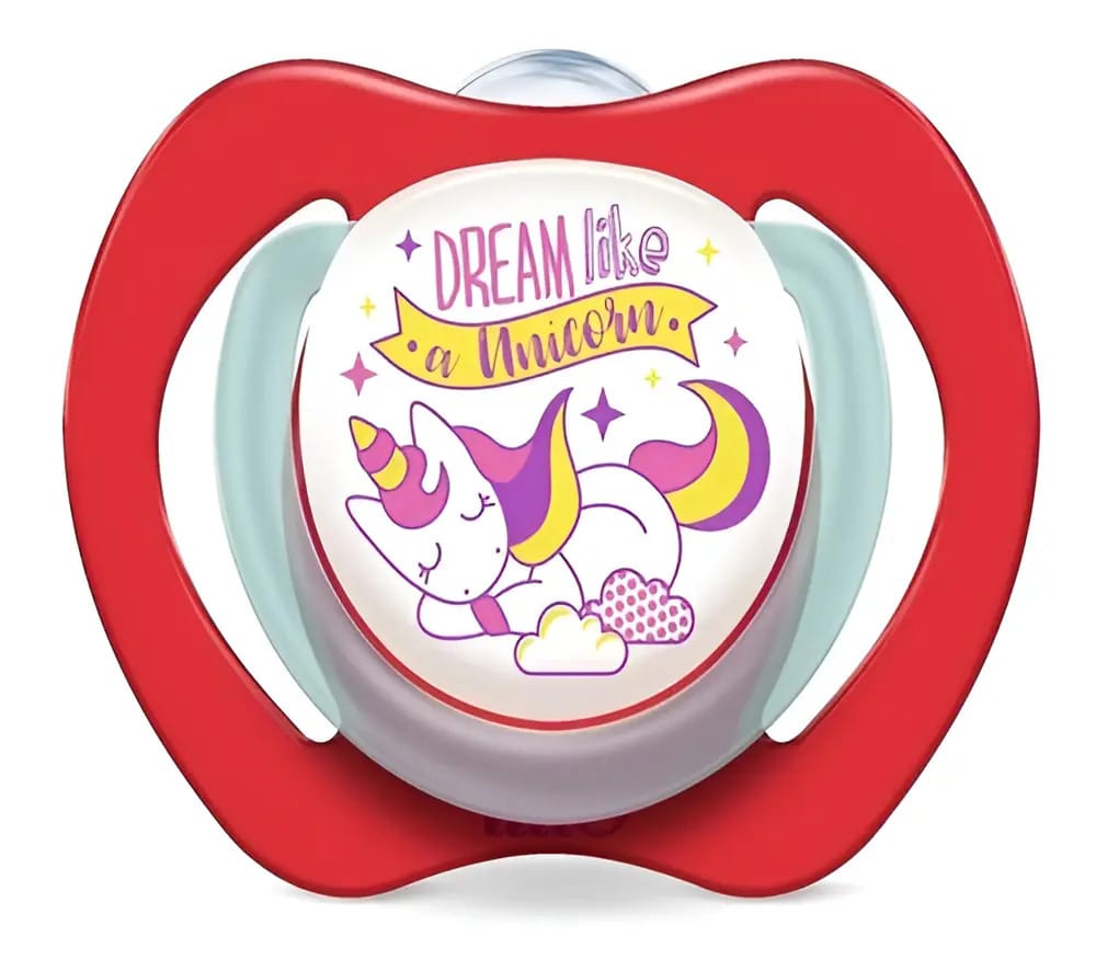 Chupeta Silicone Lillo Magia Unicórnio Bico Anatômico Com Alça Brilha