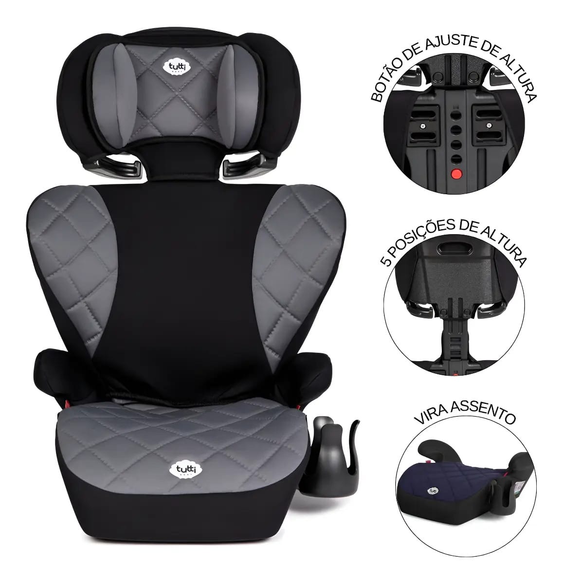 Cadeirinha Cadeira Infantil Carro Triton Cinza Tutti Baby Cor Preto/cinza Triron