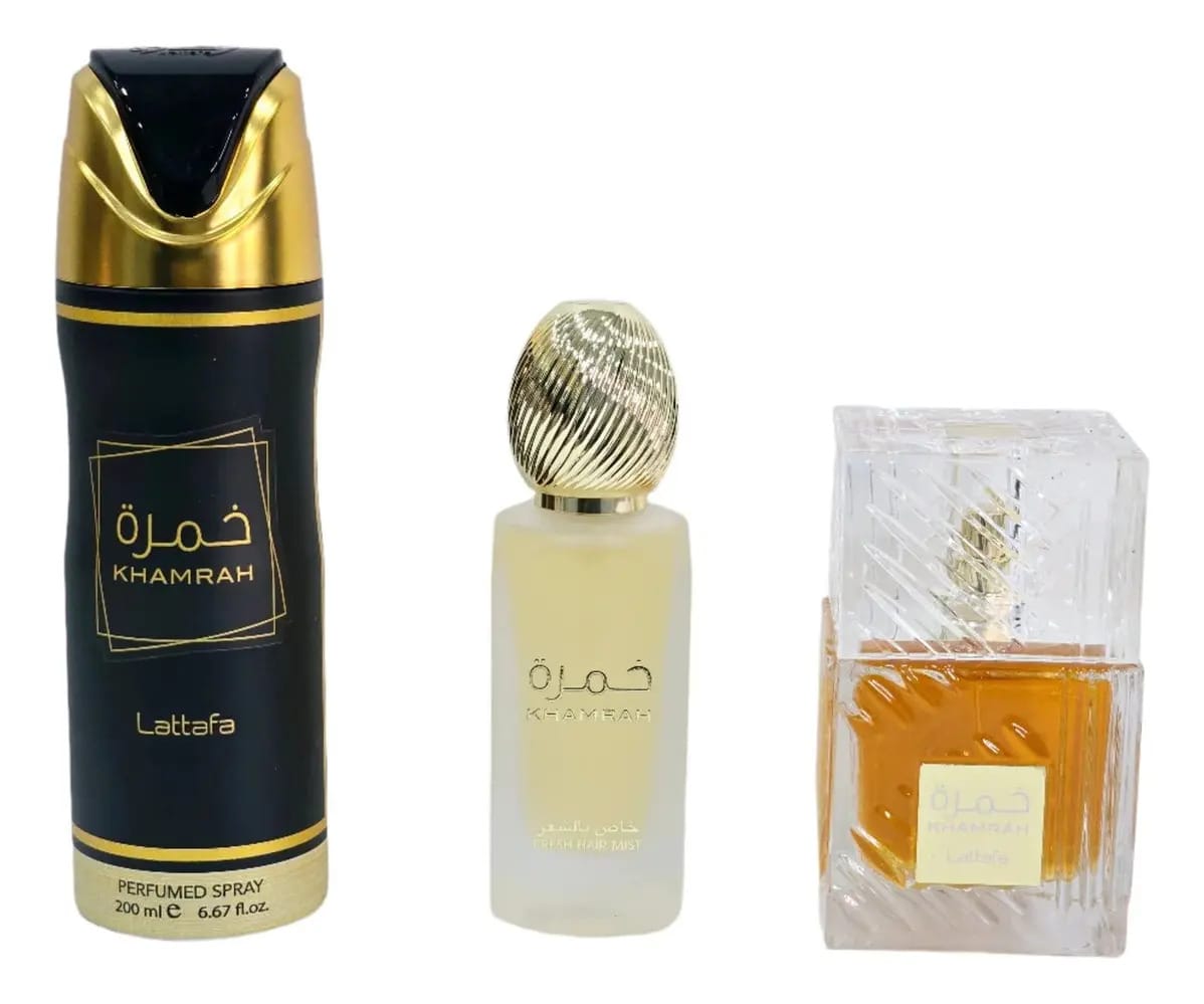 Presente da coleção Lattafa Khamrah, 3 unidades, volume unitário de 100 ml