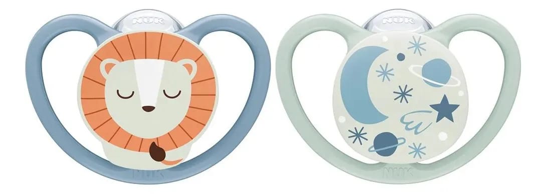 Chupetas Animals X2 Space Night Nuk com estojo azul claro/Space 6-18