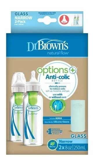 Kit Mamadeira Vidro Dr Browns 250ml Estreita E Protetor Sili