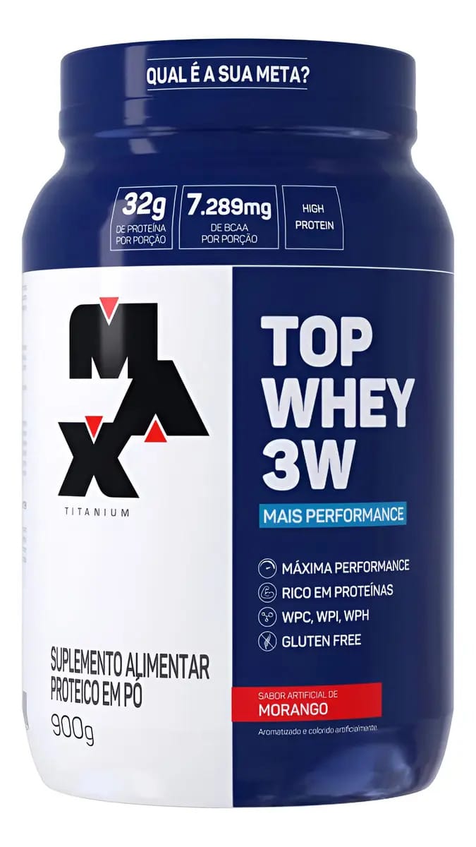 Max Titanium Top Whey 3w 900g Sabor Morango