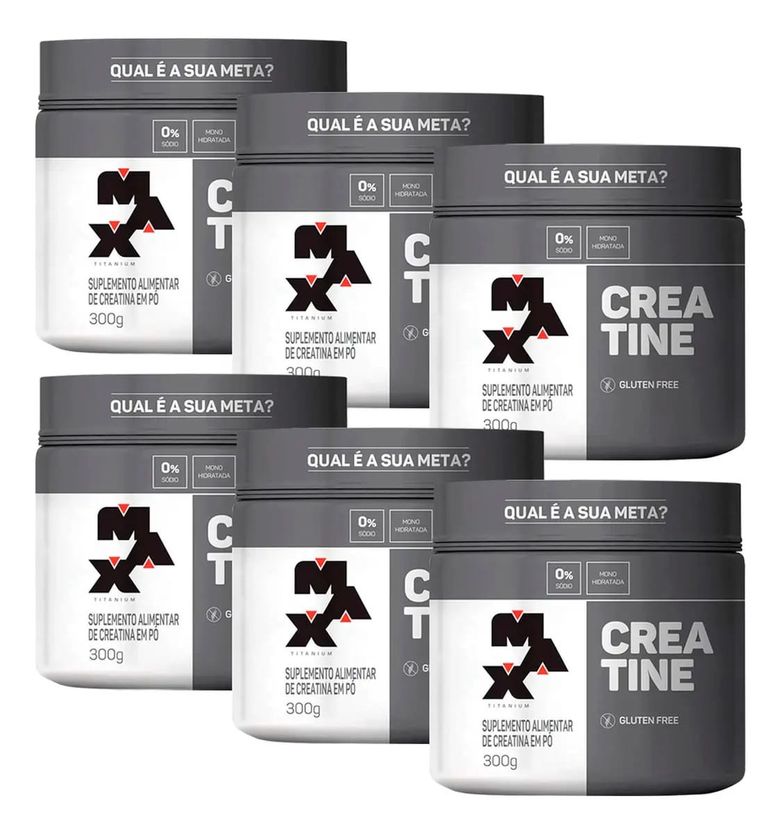 Kit 6 Creatina Max Titanium 300g Sem Sabor