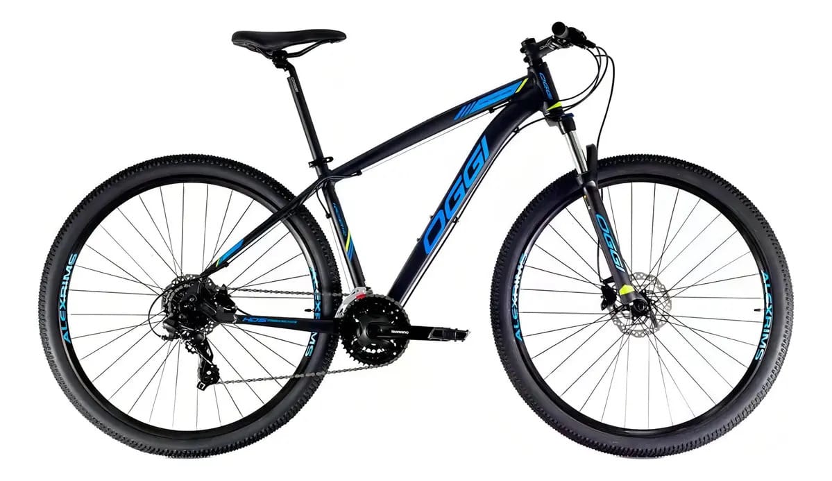 Bicicleta Oggi Hacker Hds Cor Preto/azul/amarelo