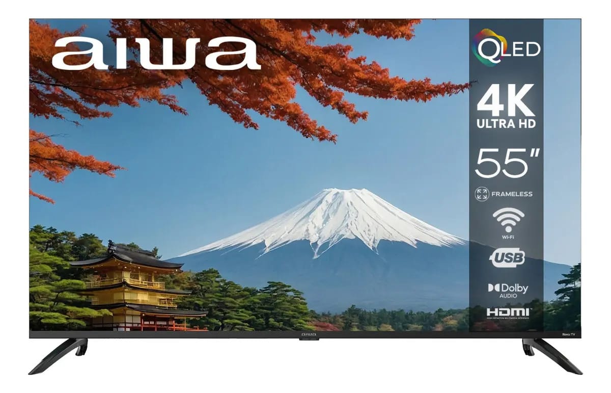 Tela de TV inteligente Aiwa Roku de 55 polegadas Qled 4k Ultra Hd
