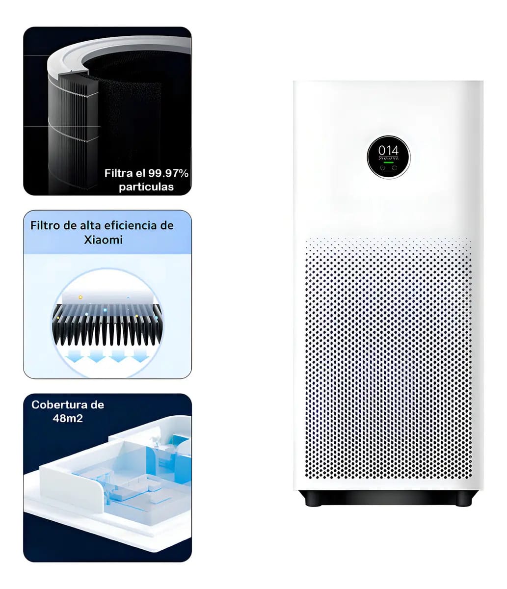 Purificador de ar Xiaomi Purificador de ar inteligente 4 Eu, cor branca, 30 W, compatível com energia, Google Assistant e Alexa Area Eficiency 130 m2 por hora