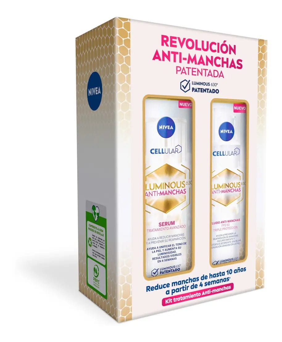 Pacote de rotina Nivea Cellular Luminous 630, sérum e fluido Fps, hora do dia de aplicação