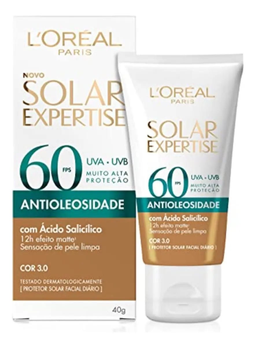Protetor Solar Loréal Paris Antioleosidade Fps60 Cor 3.0 40g