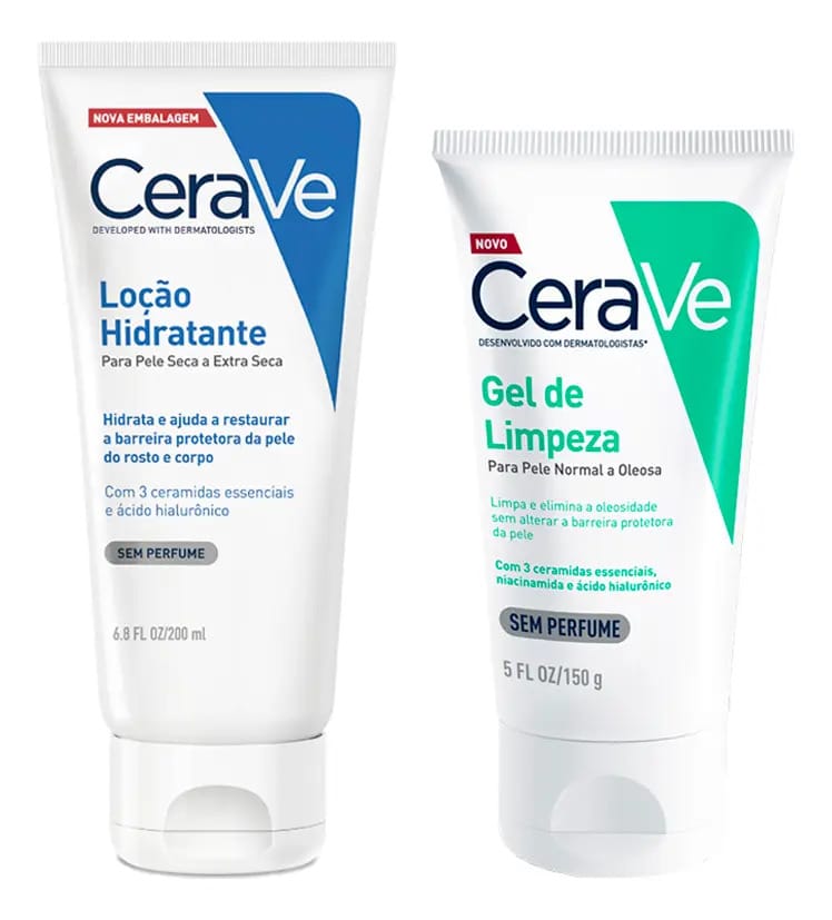 Kit Cerave - Gel Facial 150g + Loção Hidratante Cor 200ml