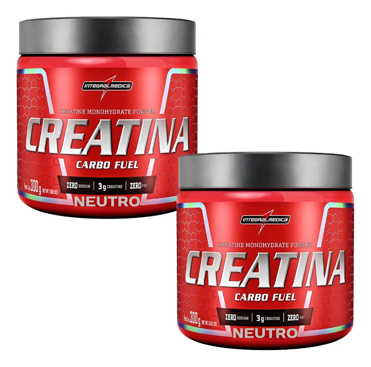 Kit 2x Creatina Monohidratada Carbo Fuel 300g Integralmedica Sabor Neutro