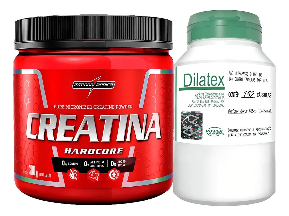 Creatina 300g Integralmedica + Dilatex 152 Cápsulas