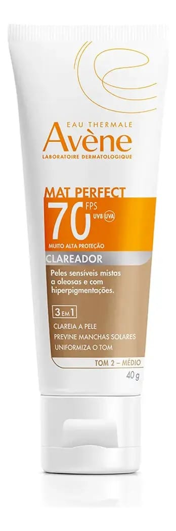 Protetor solar facial Avène Mat Perfect Brightening Fluid SPF 50 de tom médio 40g