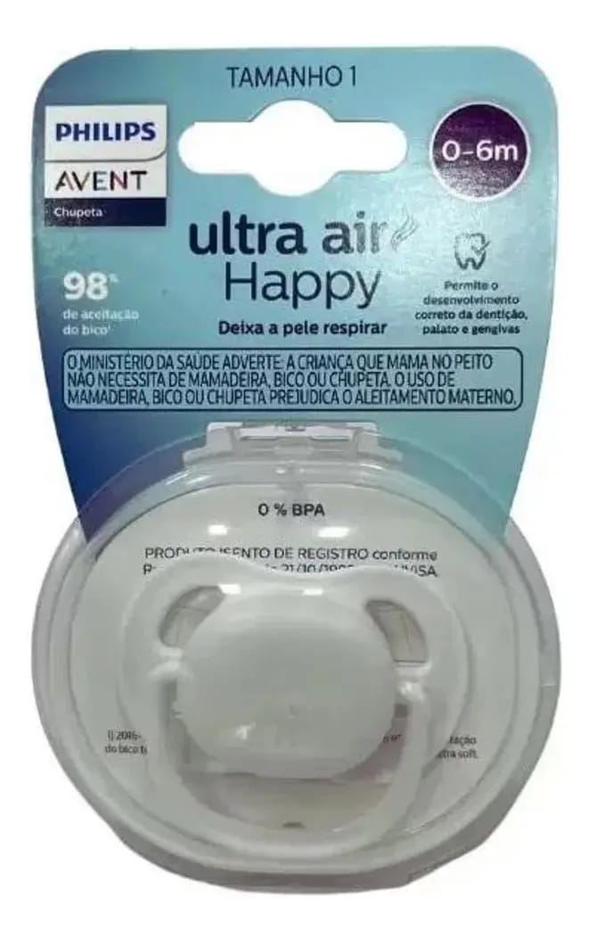 Chupeta Ultra Air 0-06m Unitaria Lisa Branca Philips Avent