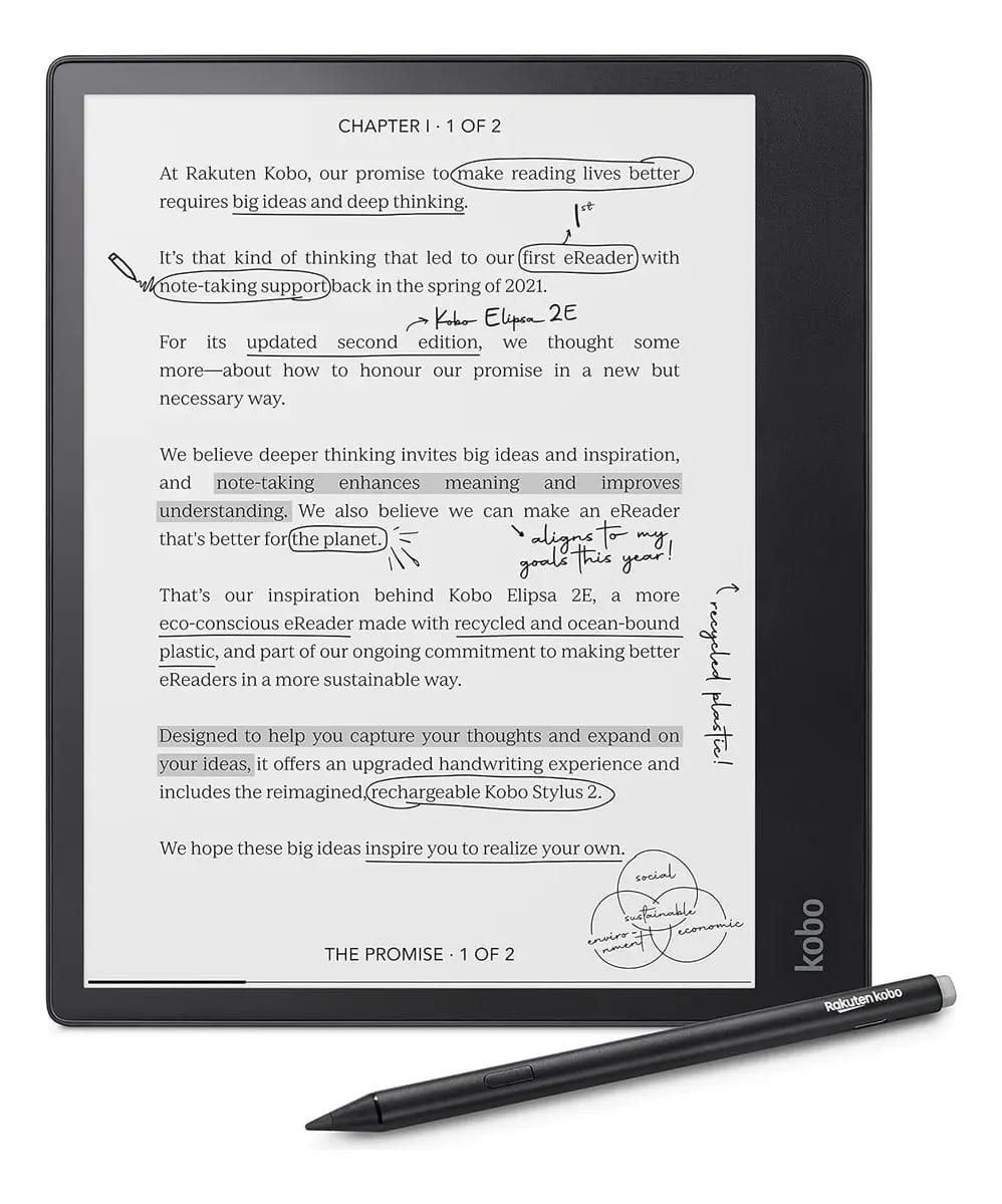 Kobo Elipsa 2e: Ereader 10.3 Touch antirreflexo, cor preta
