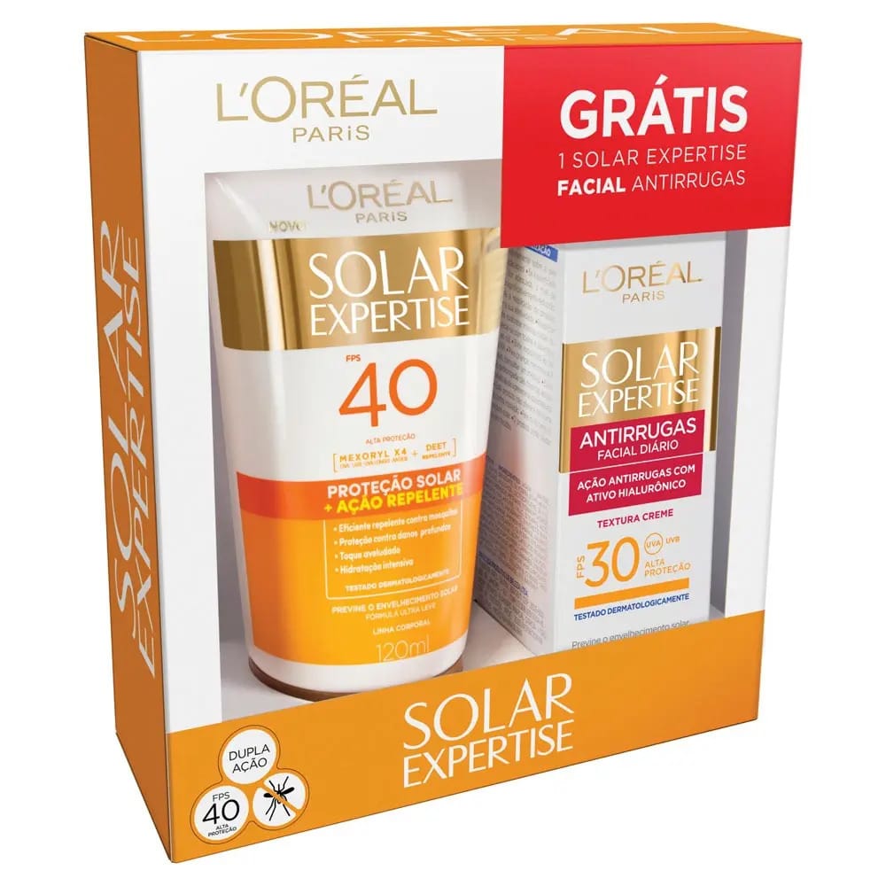 Kit Loreal Protetor Solar Repelelnte Fps40 120ml + Antirrugas Fps30 25g
