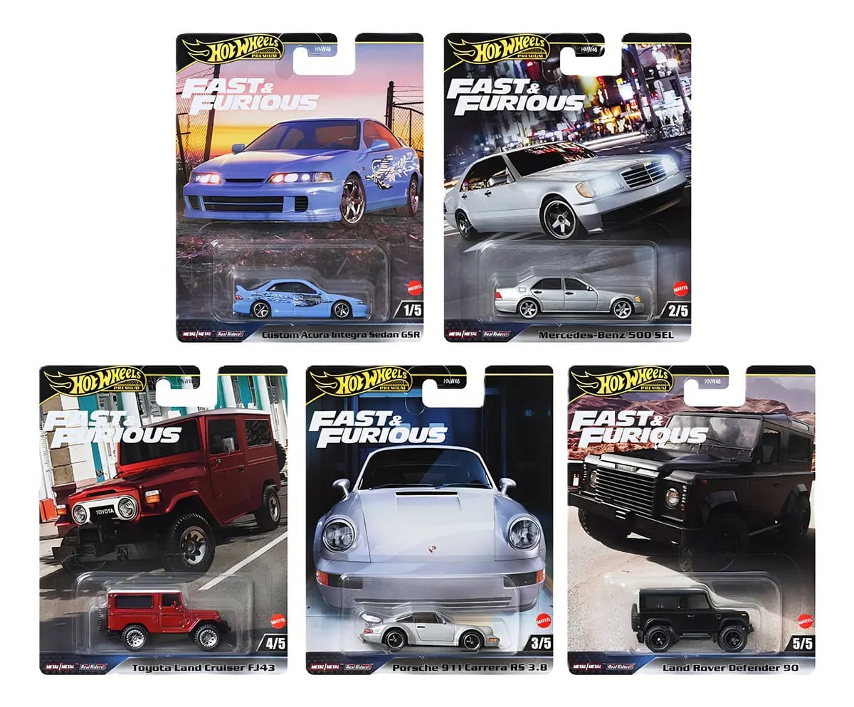 Hot Wheels Premium Fast & Furious Letter G 2024 Furious, 5 unidades coloridas